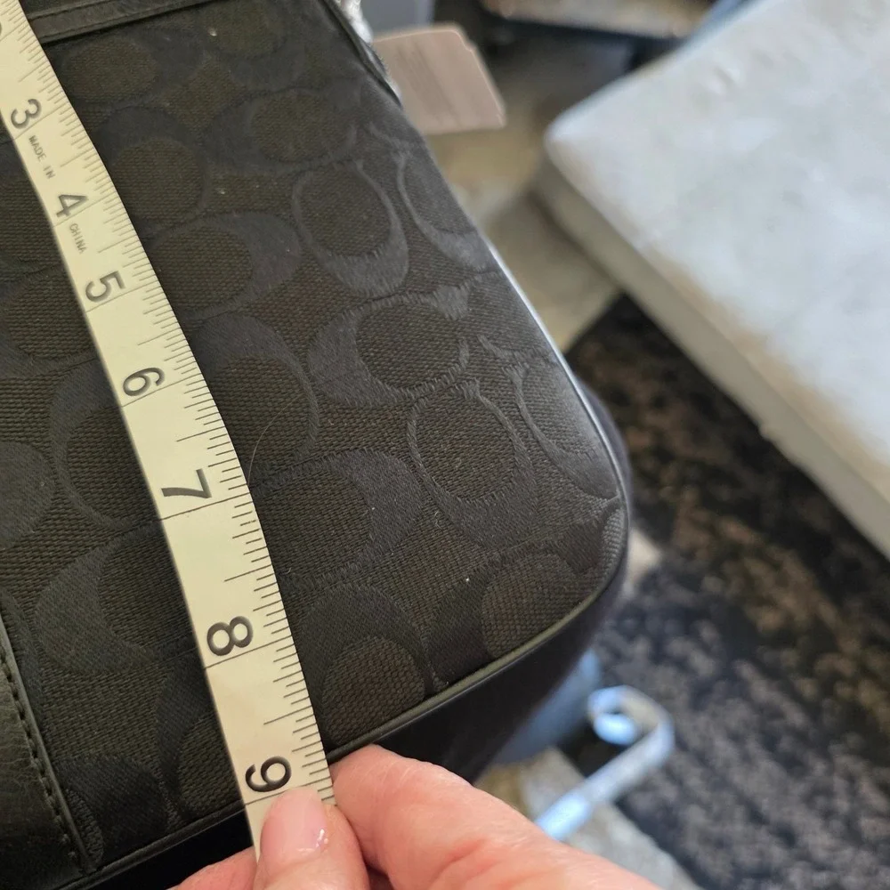 NWT Coach Signature iPad Sleeve Black Canvas Leather Trim Zip‎ Case 61010B NEW